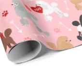 Poodle Valentijn Patroon Cadeaupapier (Rol Hoek)
