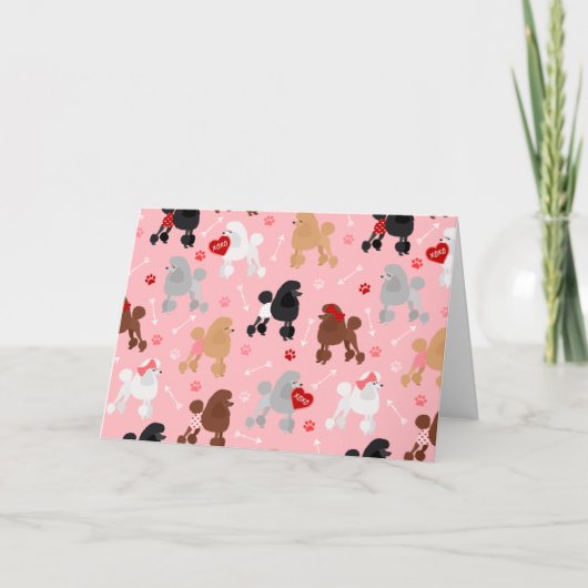 Poodle Valentijn Patroon Feestdagen Kaart (Voorkant)