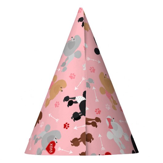 Poodle Valentijn Patroon Feesthoedjes (Achterkant)