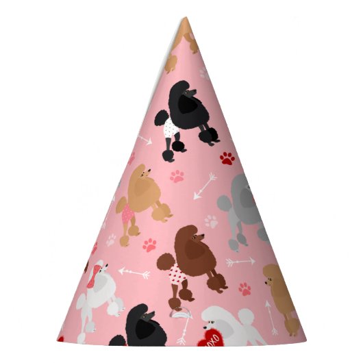 Poodle Valentijn Patroon Feesthoedjes (Links)