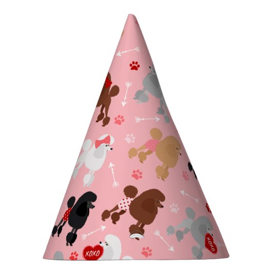 Poodle Valentijn Patroon Feesthoedjes (Rechts)