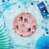 Poodle Valentijn Patroon Papieren Bordje (Feest)