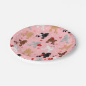 Poodle Valentijn Patroon Papieren Bordje (Gekanteld)