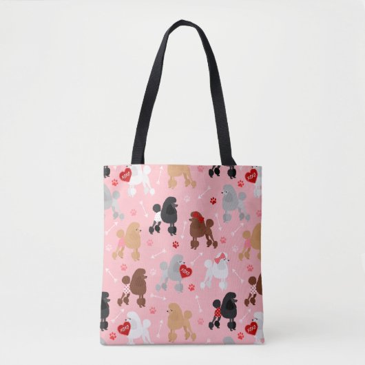 Poodle Valentijn Patroon Tote Bag (Voorkant)