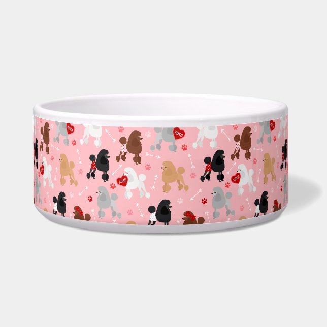 Poodle Valentijn Patroon Voerbakje (Voorkant)