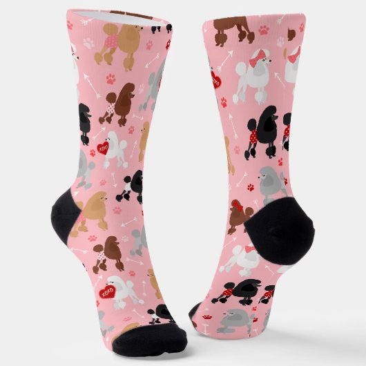 Poodle Valentijn Pattern Socks Sokken (Gebogen)