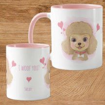 Poodle Valentijn Watercolor Mok met Aangepaste Naa