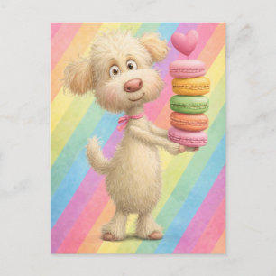 Poodle Valentijnkaart – Puppy Liefde met Macarons  Briefkaart
