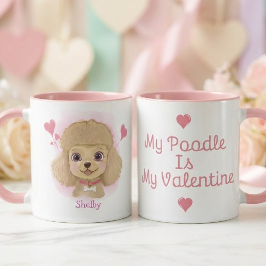 Poodle Valentijnsbeker | Gepersonaliseerd Cadeau v Mok