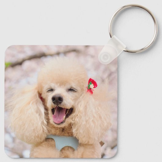 Poodle Valentine Keychain with Custom Name & Photo (Achterkant)