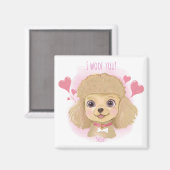 Poodle Valentine Magnet with Name & I Woof You! (Voorkant / Achterkant)