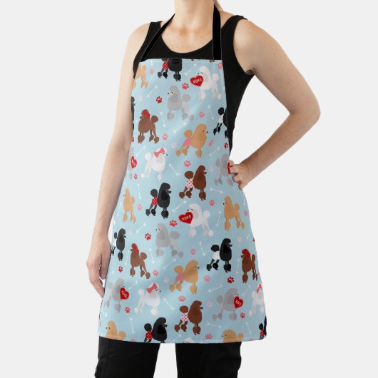 Poodle Valentine Pattern Apron Schort (Insitu)