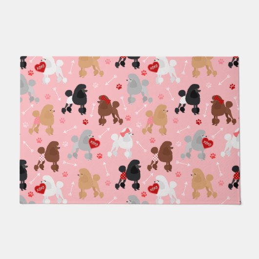 Poodle Valentine Pattern Deurmat (Voorkant)