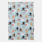 Poodle Valentine Pattern Kitchen Towel Theedoek (Verticaal)