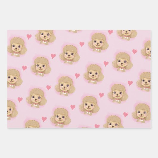 Poodle Valentine Wrapping Paper with Hearts (Voorkant 2)