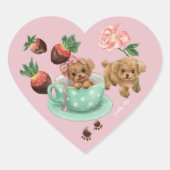Poodle Valentine's Day Heart Hart Sticker (Voorkant)