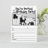 Poodle verjaardagsuitnodiging kaart (Staand voorkant)