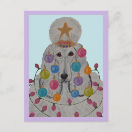 Poodle Versierd voor Kerstmis Briefkaart