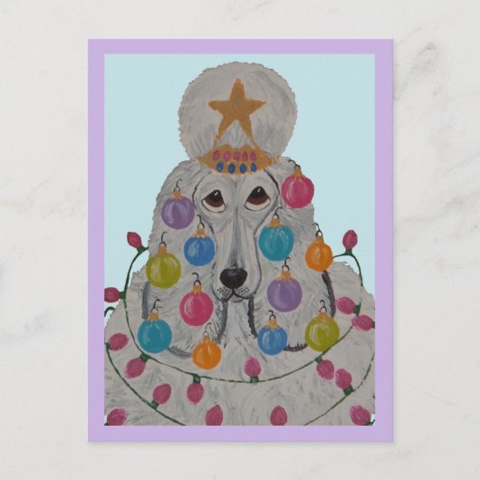 Poodle Versierd voor Kerstmis Briefkaart (Voorkant)