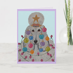 Poodle Versierd voor Kerstmis Kaart