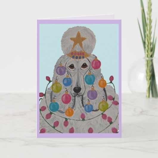 Poodle Versierd voor Kerstmis Kaart (Voorkant)