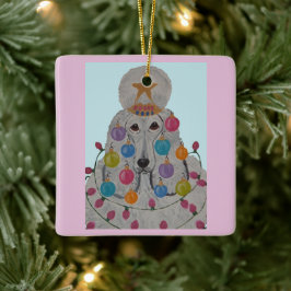 Poodle Versierd voor Kerstmis Keramisch Ornament