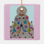 Poodle Versierd voor Kerstmis Keramisch Ornament (Achterkant)