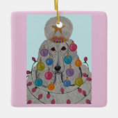 Poodle Versierd voor Kerstmis Keramisch Ornament (Voorkant)
