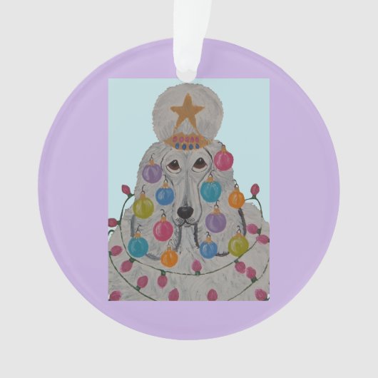 Poodle Versierd voor Kerstmis Ornament (voorkant)