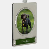 Poodle Verzilverd Banner Ornament (Rechts)