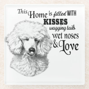 Poodle wagon tails dog quote glazen onderzetter