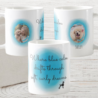 Poodle Watercolor Pastelblauw met Aangepaste Foto' Koffiemok