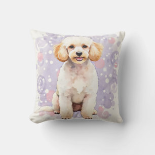 Poodle Watercolor Stippen Spiraal Kunst Kussen