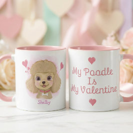 Poodle Watercolor Valentine Mug with Custom Name Mok