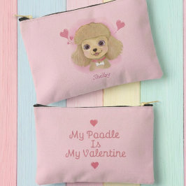 Poodle Watercolor Valentine Pouch with Custom Name Etui