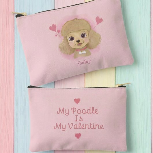 Poodle-waterverf Valentijnstas met eigen naam Etui