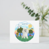 Poodle (wit #14) briefkaart (Staand voorkant)