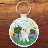 Poodle (wit #14) sleutelhanger (Voorkant)