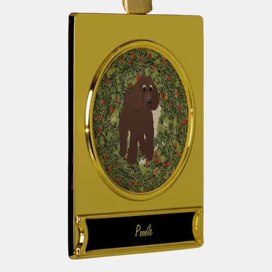 Poodle Wreath Verguld Banner Ornament (Rechts)