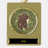 Poodle Wreath Verguld Banner Ornament (Voorkant)