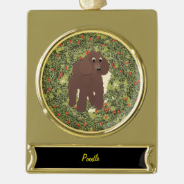 Poodle Wreath Verguld Banner Ornament