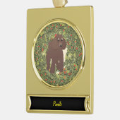 Poodle Wreath Verguld Banner Ornament (Links)
