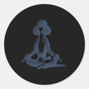 Poodle Yoga Lotus Mediteren Standaard Vintage Grap Ronde Sticker
