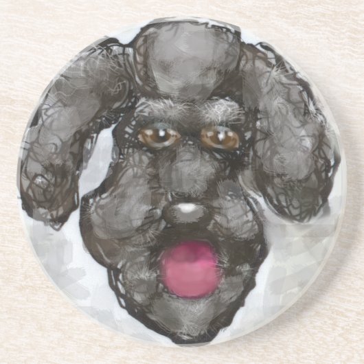 Poodle Zandsteen Onderzetter (Voorkant)