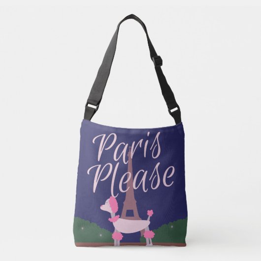 Poodle zegt Parijs alsjeblieft Crossbody Tas (Voorkant)