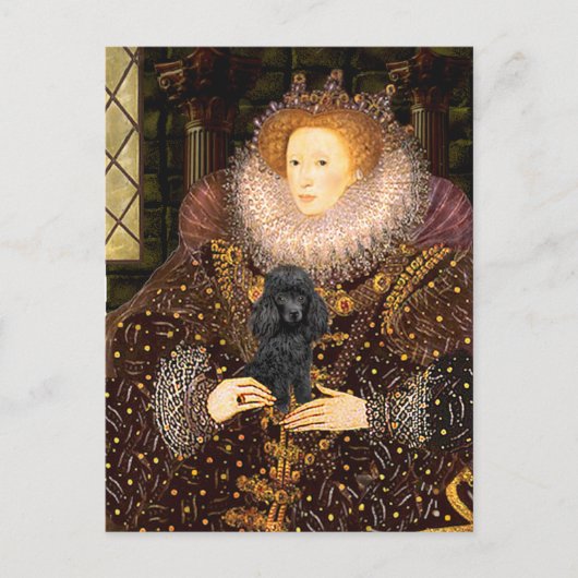 Poodle (zwart 1) - Koningin Briefkaart (Voorkant)