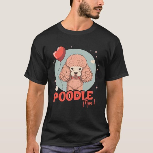 Poodledog met hartdecoratie Poodlemom T-shirt (Voorkant)