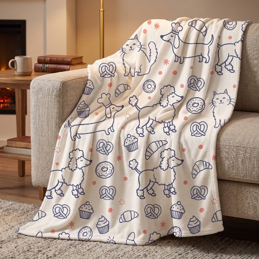 Poodles Dachshunds & Donuts Fleece Deken