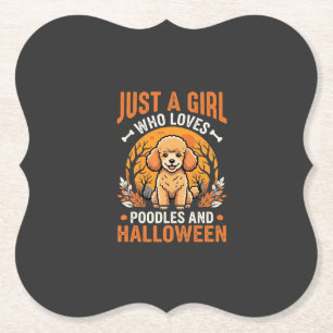 Poodles Halloween Meisje Hond Liefhebber Design_1 Kartonnen Onderzetters