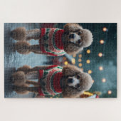 Poodles Honden Kerst Sneeuw Feestdagen Legpuzzel (Horizontaal)